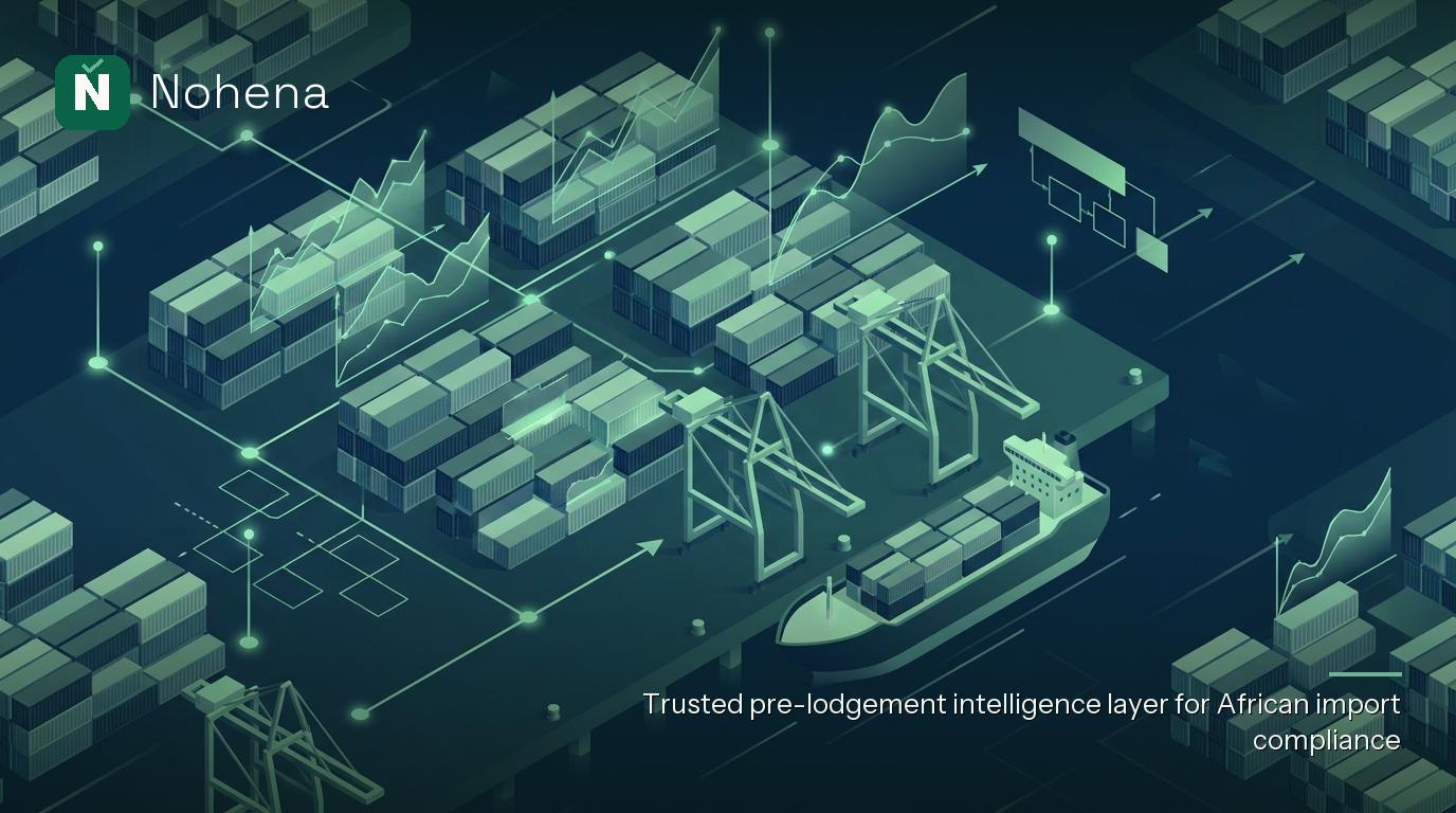 Editorial illustration for How NCS Automated VIN Valuation Impacts Your CIF Value and Import Duty: abstract customs and logistics motifs evoking VIN valuation Nigeria