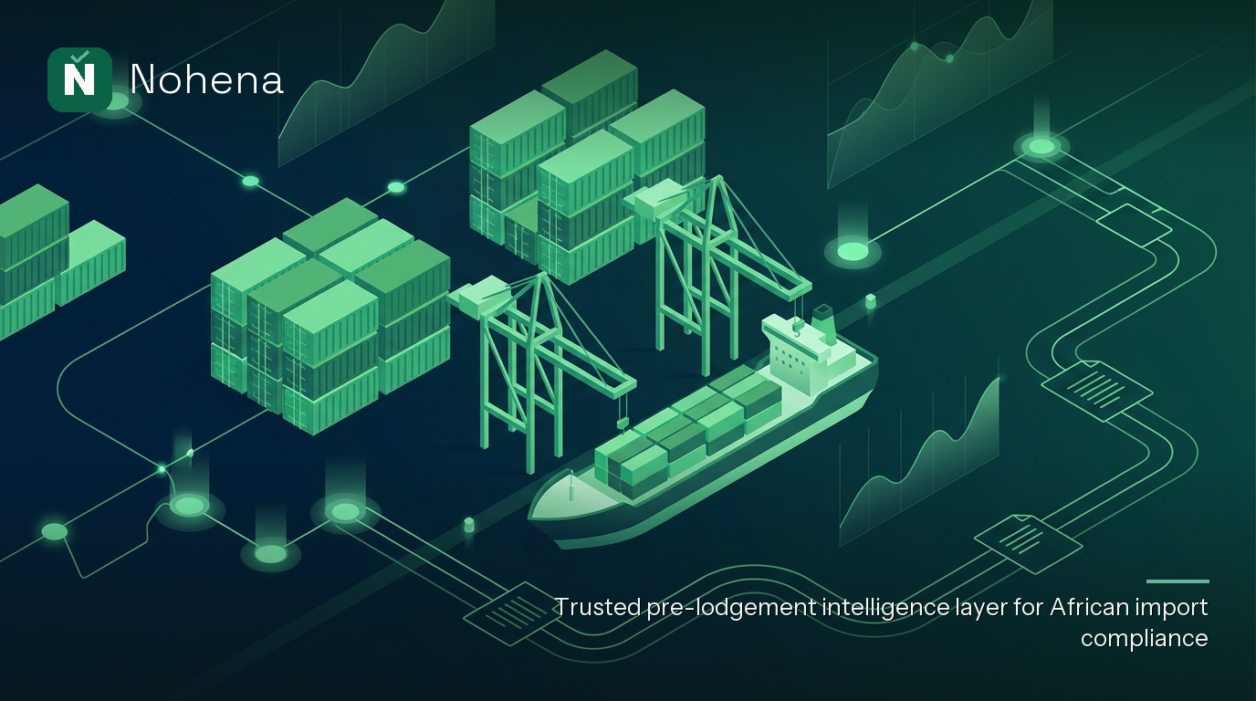 Editorial illustration for HS Code Misclassification: Avoiding Penalties and Delays in Nigeria: abstract customs and logistics motifs evoking HS code misclassification Nigeria